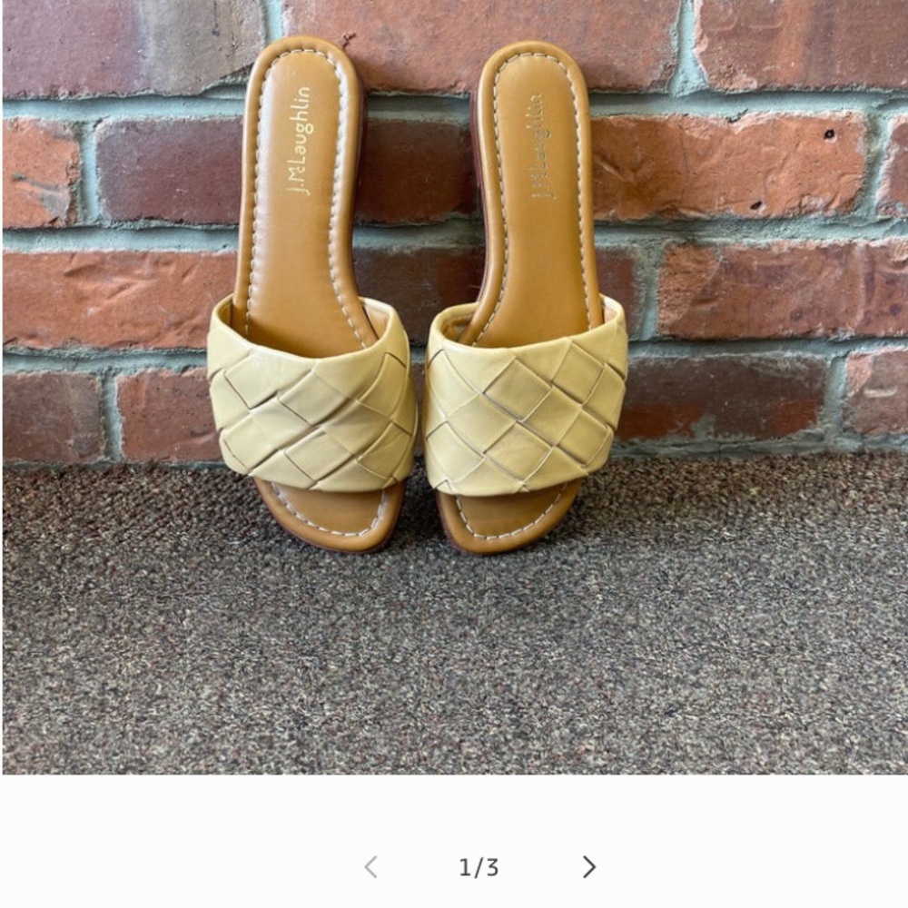 J. McLaughlin Tan brown leather braided Woven Sandals